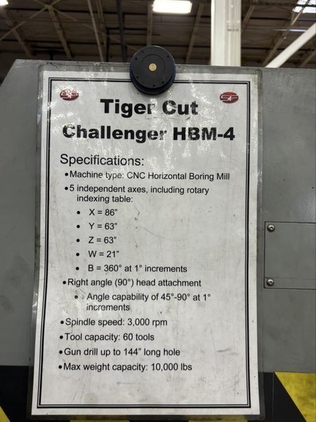 Microcut Challenger Tigercut HBM-4, 2007 – Right Angle Head, New Spindle Chiller, Fagor CNC Control, New Spindle Chiller.
