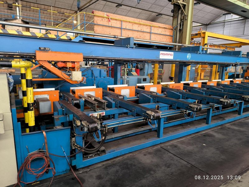 50 TON ASMAG DRAW BENCH w/INLINE SAW CUTTING, NEW 2003