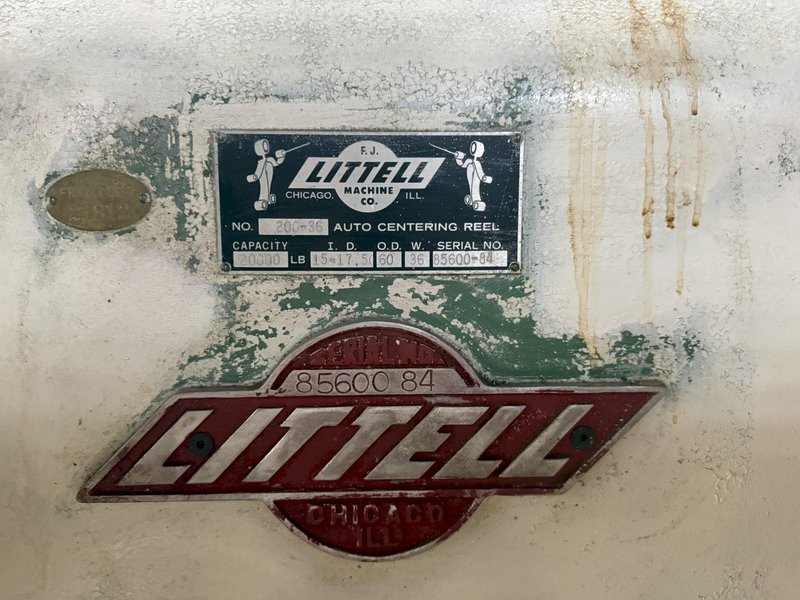 20,000 LBS X 36" LITTELL MODEL #200-36 COIL REEL UNCOILER &amp; CAR: YOBRO #26034