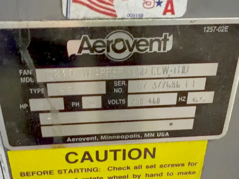 AEROVENT 1 hp BLOWER  -  12b pb sw arr9r