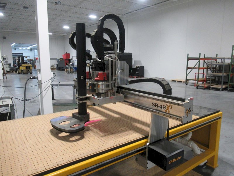 CAMaster Stinger X3 SR-48 CNC Router, 4 Zone Hurricane Vacuum Table System, Main Spindle and 2 Sub Spindles- Auction Item