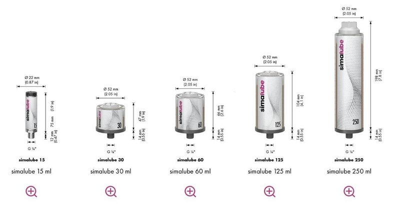 PACK OF 10 Simatec Simalube Variable Speed Auto-Lubers 250ML