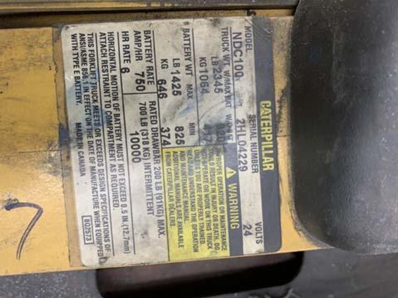 CATERPILLAR NDC 100 ELECTRIC FORKLIFT (14394)