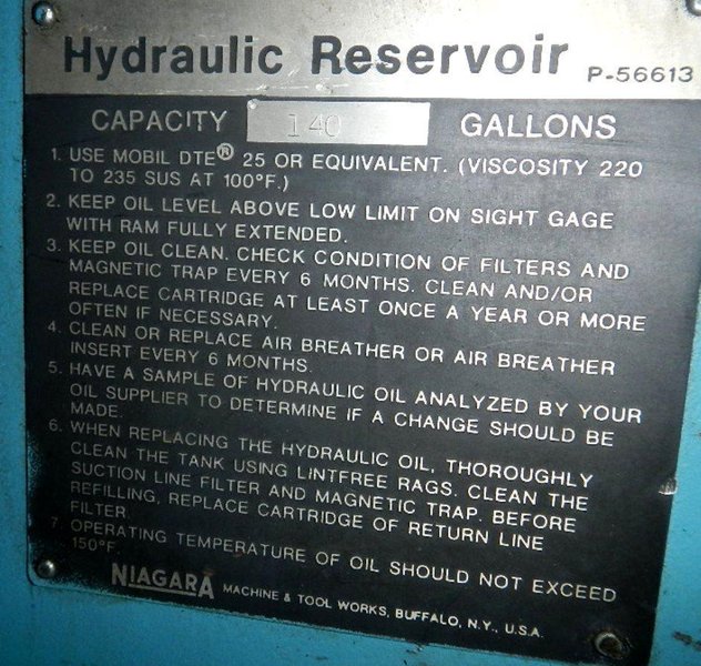 10' X 135 TON NIAGARA HYDRAULIC PRESS BRAKE MODEL HBM-135-8-10