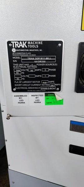 Southwestern Industries Trak 2OP M-11 (2019)