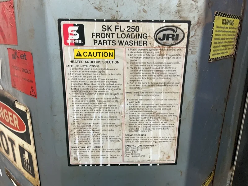 SAFETY-KLEEN 23” X 23” 16” FRONT LOADING PARTS WASHER  -  SK FL 250