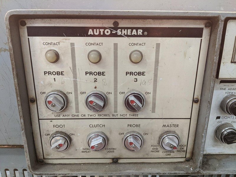 10 Gauge x 12′ Cincinnati 1012 Auto Shear, 1961 – Available Immediately, Back Gauge
