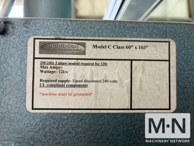 53&quot; X 103&quot; BEL-O-VAC MODEL BV C-CLASS VACUUM FORMER MFG 2017