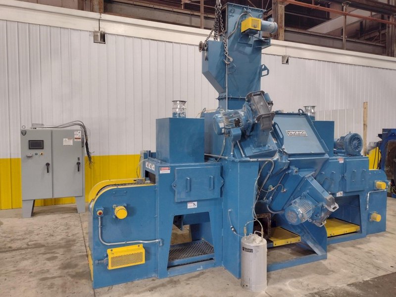 4 WHEEL X 18" VIKING MODEL #MP1809P CHAIN MESH BELT DE-FLASHING / SHOT BLAST MACHINE: STOCK #21636