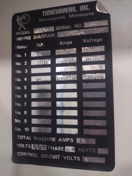 25" X 40 HP TIMESAVER MODEL #325-1 SINGLE DRUM BELT GRINDER &amp; SANDER: STOCK 15796