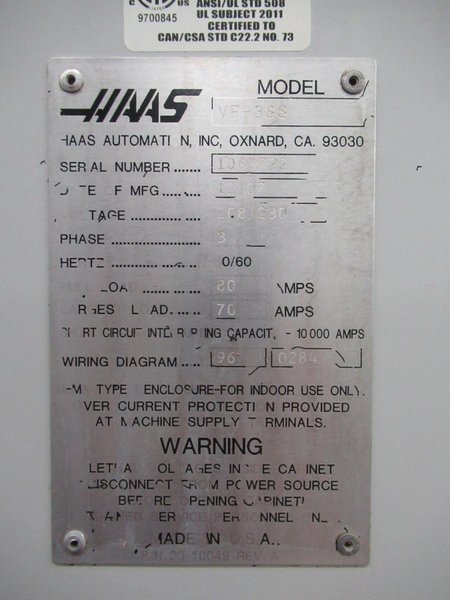 Haas VF-3SS CNC Vertical Machining Center, 40"x20"x25", 12K RPM, CT40, 24 ATC