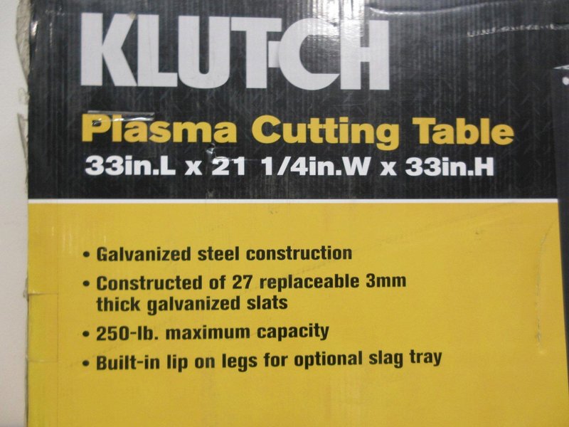 Klutch Plasma Cutting Table, 33" x 21.25" x 33", **New In Box**- Auction Item