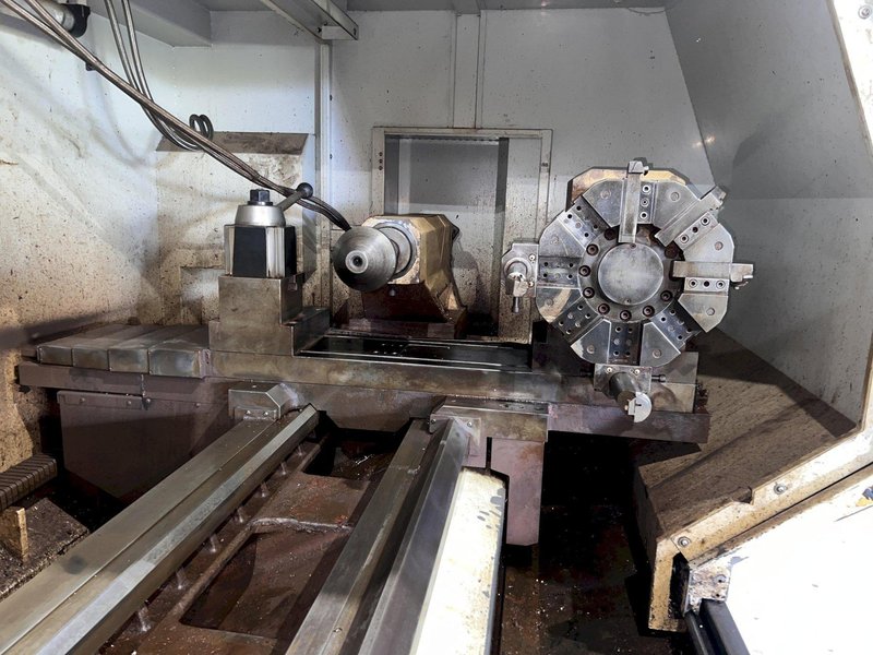 32" x 120"  X 12" HOLLOW SPINDLE WILLIS MODEL #32120-ENC BIG-BORE CNC LATHE, WITH FANUC CONTROLS: STOCK #21891