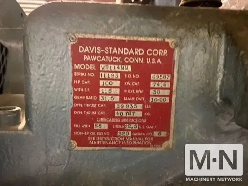 114 MM DAVIS STANDARD MODEL WT114MM EXTRUDER MFG 2000