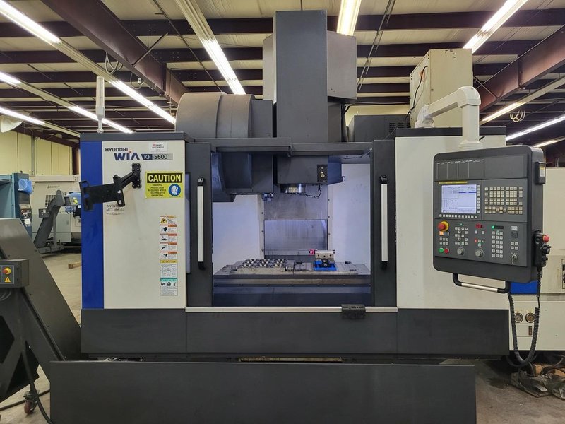 Hyundai WIA KF5600 VMC, 2018 – Fanuc, High Pressure Coolant, Chiller, Conveyor, Low Hours