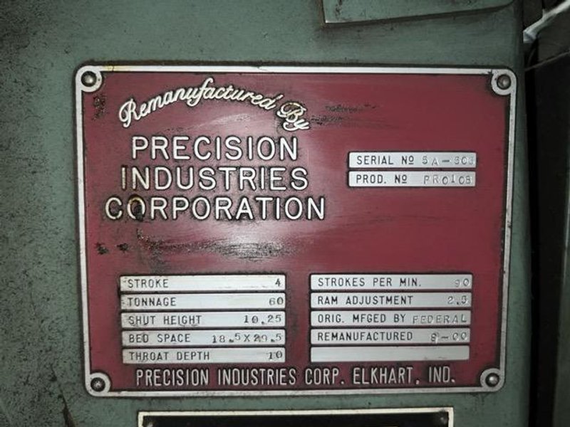60 Ton Federal Single Crank Flywheel OBI Press
