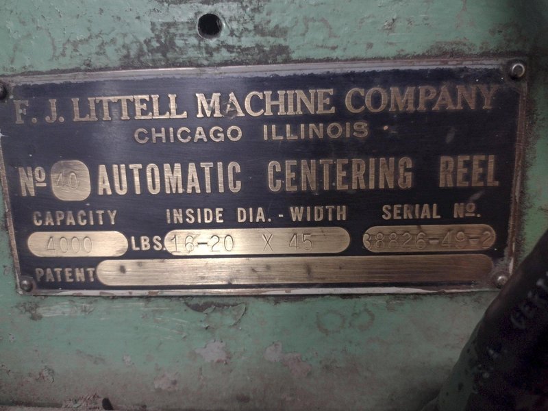 4,000 LB 2 TON x 24&quot; LITTELL MODEL #40  MOTORIZED UNCOILER COIL REEL: STOCK #15324