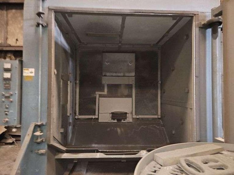 Viking 6&#039; swing table blast cleaning system with Micro Air cartridge dust collector, 2- direct drive shot wheels