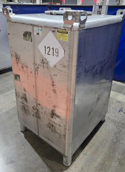 CLAWSON CONTAINER COMPANY 550 GALLON STAINLESS STEEL IBC TANK USED