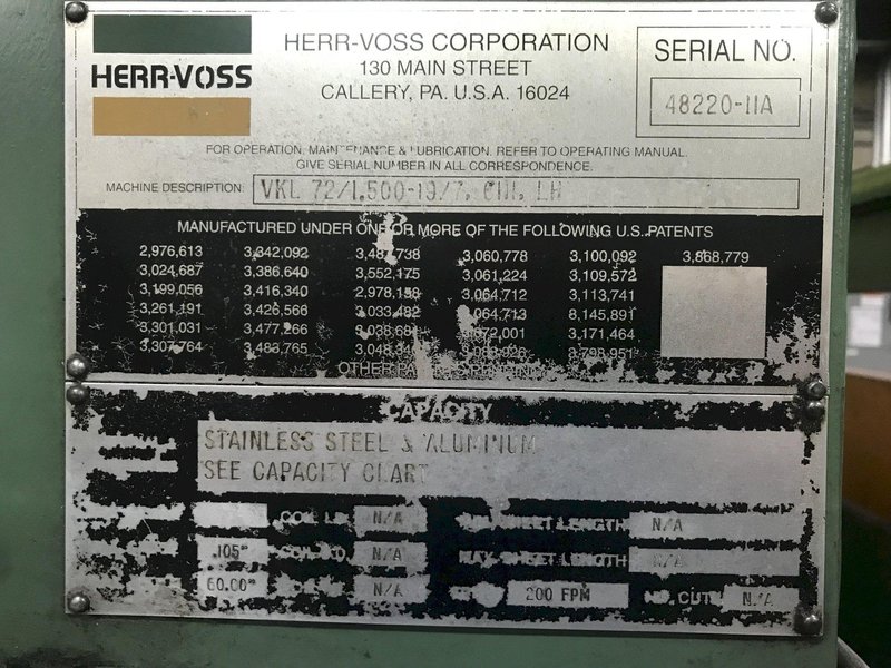 60" X .105" X 40,000 LB HERR VOSS HIGH SPEED CUT TO LENGTH LINE : YOBRO 26152
