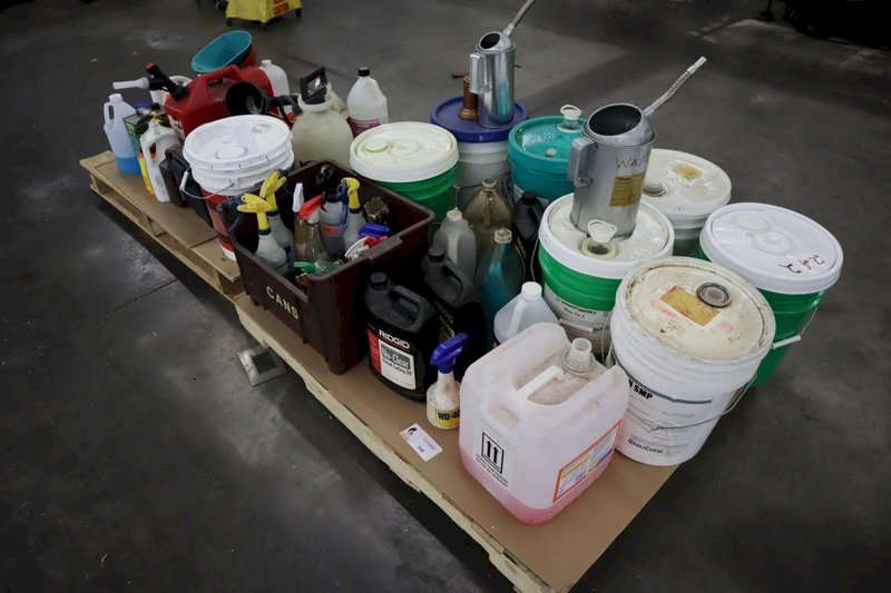 Cleaning Chemicals, Way Oils, Fuel, and Other Flammables on (2) Pallets- Auction Item