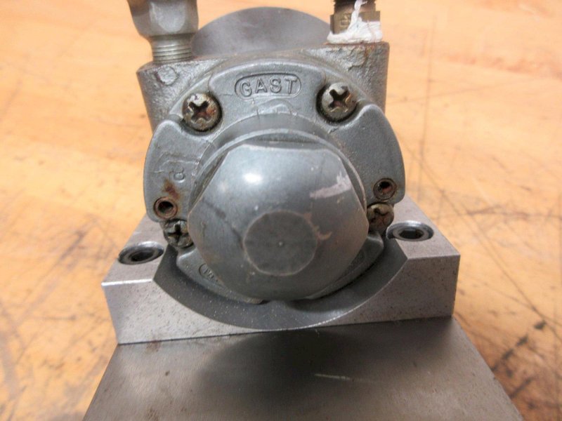 Gast Air Driven Spindle Mounted on 2" Travel Cross Slide, and  Small 1.75" Wide Self Centering Vise- Auction Item