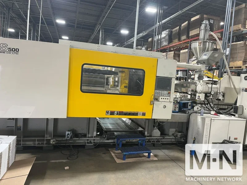 500 TON 63 OZ TOSHIBA MODEL ISGS500V50-27B WIDE PLATEN INJECTION MOLDING MACHINE MFG 2014