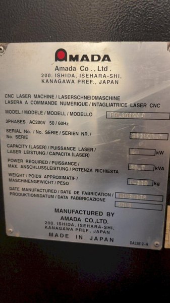 2013 Amada FOL 3015 AJ Fiber Laser Cutting System | 4kW AJ-4000 Engine | ASLUL 300 FOL-AJ Automation Load/Unload Material Storage Tower