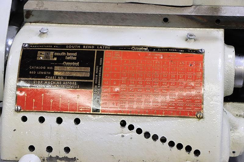 10" x 19" SOUTH BEND PRECISION LATHE, MODEL CL187ZB