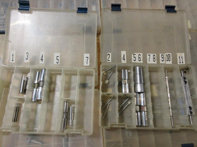Guage Pins, Go/No-Go Pin Sets and Holders in Plano Plastic Divider Cases, Various Diameters- Auction Item
