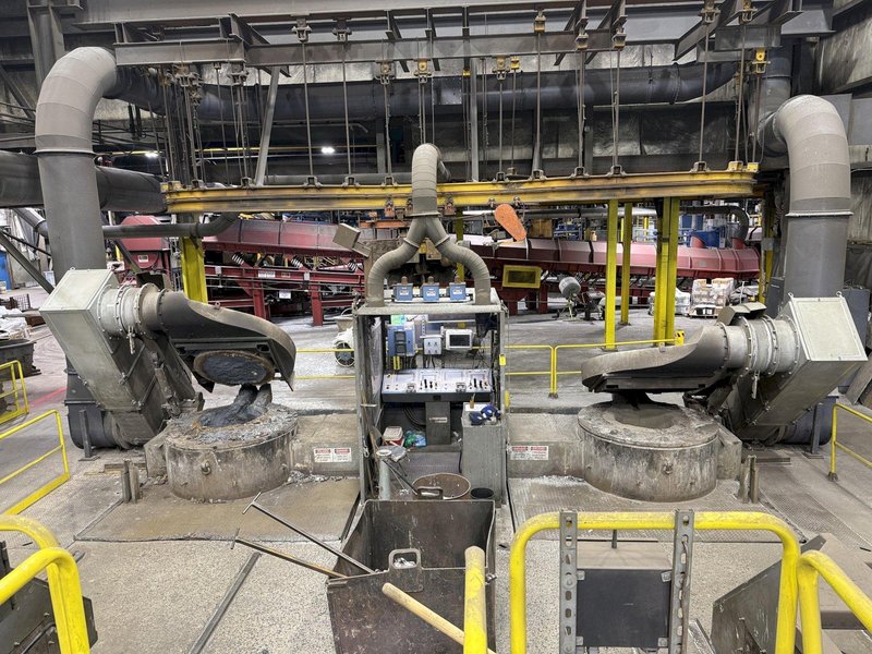 2021 Inductotherm melt system with 2- traveling charge feeders with scales, Inductotherm type 3000 DT-2 ACF-2 3000 kw power supply rated at 300 h. s/n 21H-381478-246-11 interconnecting buss and cables, 2- 4metric steel shell furnaces with stands, hydraulic system , water system with twin 50hp pumps, 2021 Emsco model Hypro 25 stainless steel heat exchanger , related piping, controls, remote operators stand, related controls, lining pushout, Sonmez incoming power transformer type HTYAA3KH-326623 s/n 15729 rated at 3260-4025 KVA, 12,470 volt primary volts, 2x575 secondary volts, spare incoming transformer same as above s/n 15364