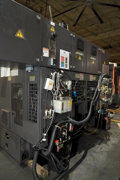 Okuma 2SP-250H Twin Spindle Twin Turret CNC Lathe, 2017 – Robot Loader, Chip Conveyor, Transformer, Inspection Reports from Gosiger