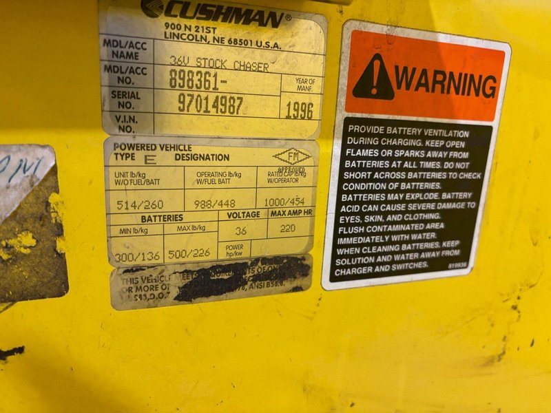 36 VOLT CUSHMAN MODEL #898361 STOCK CHASER/TUGGER CART: YOBRO #24657