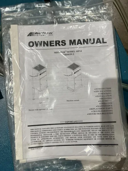 AIRFLOW SYSTEMS INC. MP14 MIST COLLECTORS USED