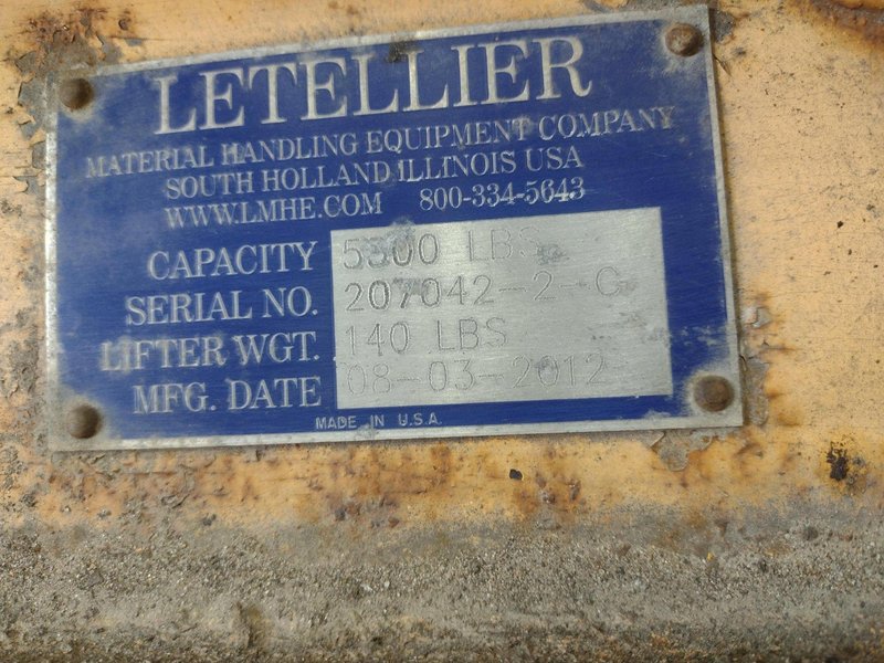 5,500 LBS X 6' LETELLIER CRANE SPREADER BAR LIFTING BEAM: STOCK #22642