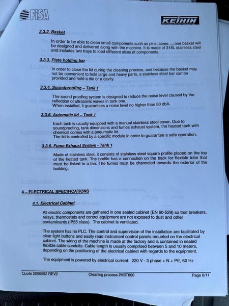 3 TANK FISA MODEL #3VST-350P ULTRASONIC PARTS BASKET TYPE CLEANING SYSTEM: STOCK #20623