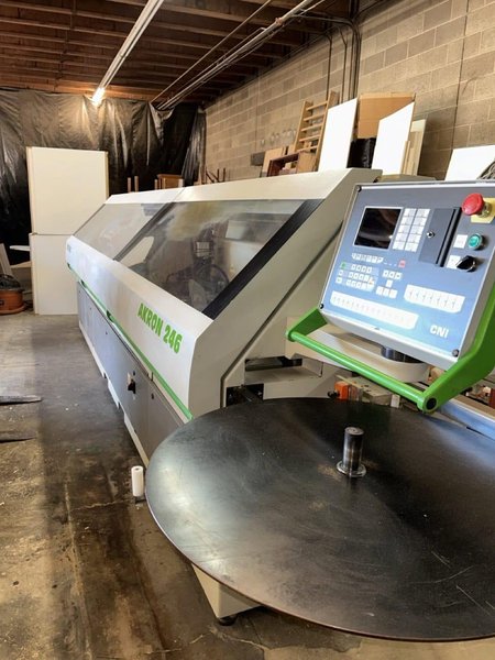 Biesse Polymac Akron 246 CNC Edgebander, 2005 – Corner Rounding, Pre Milling, New Motors, Under Power
