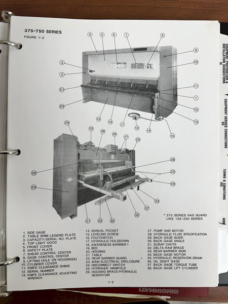 14' X 3/8" CINCINNATI MODEL 375-HS HYDRAULIC SHEAR WITH BACK GAUGE; FLOOR STANDING, NEW 1998: YOBRO #24238