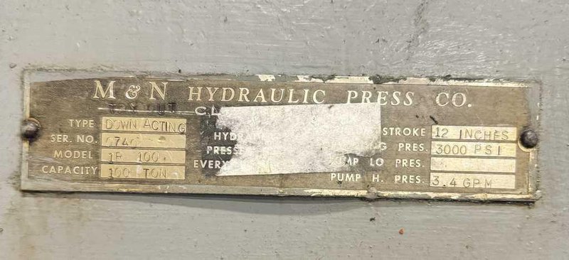 100 Ton M &amp; N Hydraulic Press