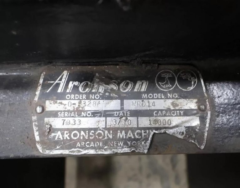 14,000 Lb. Cap. ARONSON Tank Turning Roll and Idler 
Model WRD/WRI 14