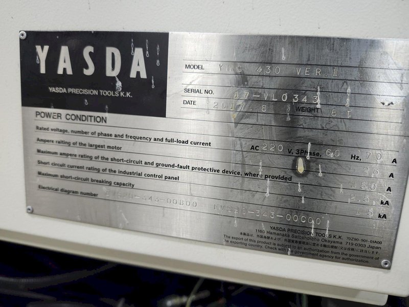 YASDA YMC 430 Ver. II 5-Axis CNC Vertical Machining Center, 40K RPM, Trunnion Table, 32 ATC, HSK-E32, Fanuc 31i-B5, Hard Milling, LOW HOURS, Year: 2017