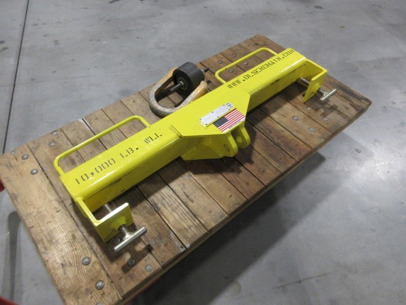 Olsen Chain Forklift Lifting Beam, Inside Pin Mount, 10,000 lb Capacity. And Freno Swiveling Lift Eye with 5/8" Stud- Auction Item