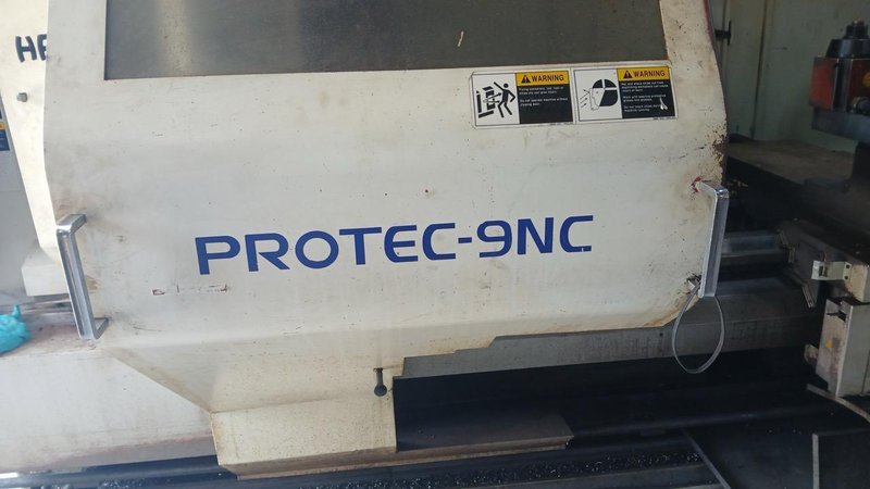 37.4″ x 156″ Hankook Protec 9NC 10″ Spindle Bore, Dual Chucks, 2006 – Chip Conveyor, 8 Station Turret