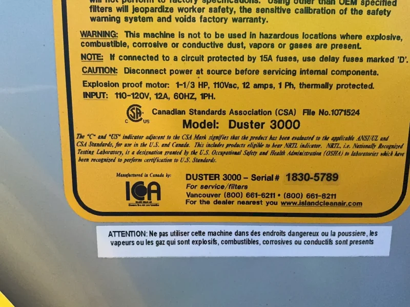 FUME CONTROL SYSTEM   -  DUSTER 3000