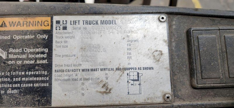 HYSTER S50XM USED FORKLIFT 4400 POUND LIFTING CAPACITY RUNS WELL USED