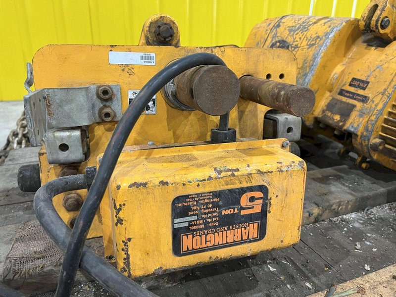 10,000 LB (5 TON) HARRINGTON MOTORIZED CHAIN HOIST W/ POWER TROLLEY: STOCK #19956