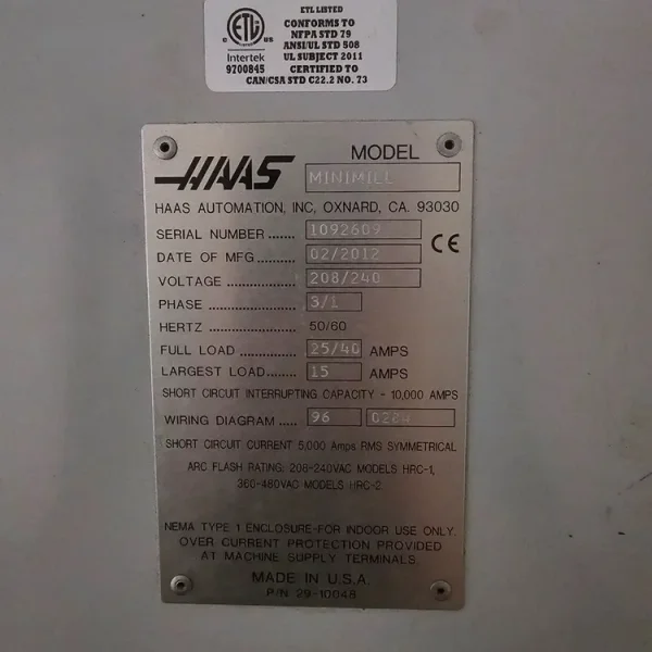 2012 HAAS MINI MILL | Machining Centers, Vertical