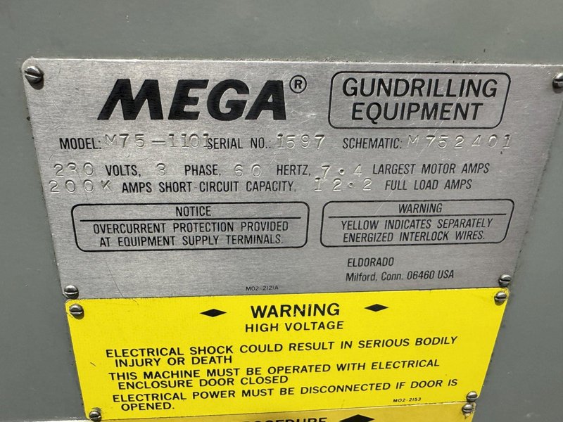 ¾” x 30” 2-Spindle Eldorado Mega Model M-75-1041 Precision Deep Hole Gun Drill with Counter Rotation