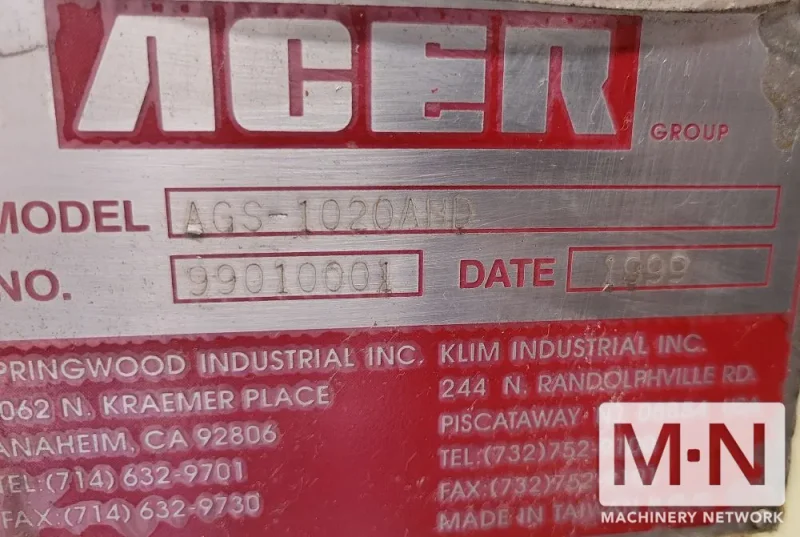 10" x 20" Acer AGS-1020AHD 3 Axis Auto Surface Grinder