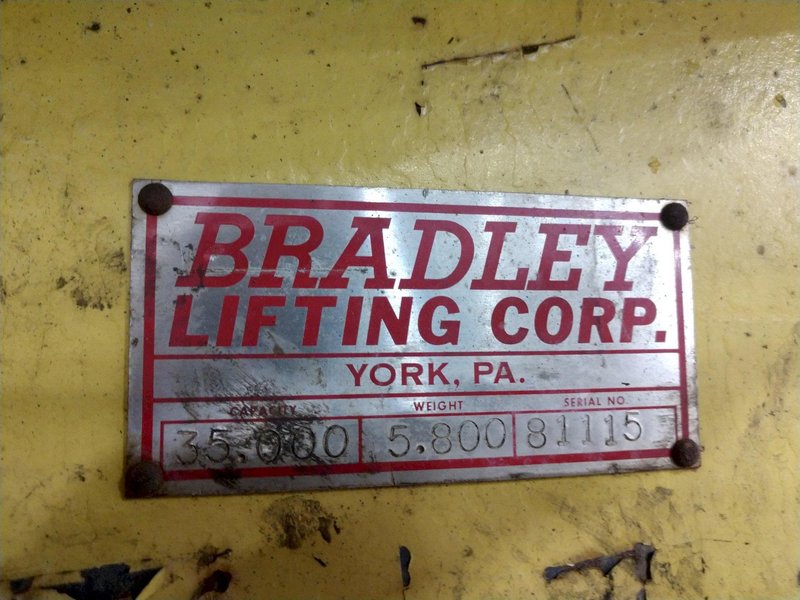 35,000 LB 17.5 TON X 34&quot; TO 76&quot; X 60&quot; OD BRADLEY CRANE MOTORIZED COIL GRAB: STOCK 13246